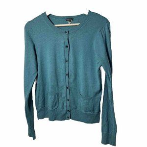 Eddie Bauer Womens Cardigan Sweater Cashmere Blend Crew Neck Pockets Medium